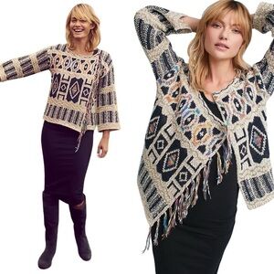 Anthropologie moth spectra fringed sweater - Multicolor
